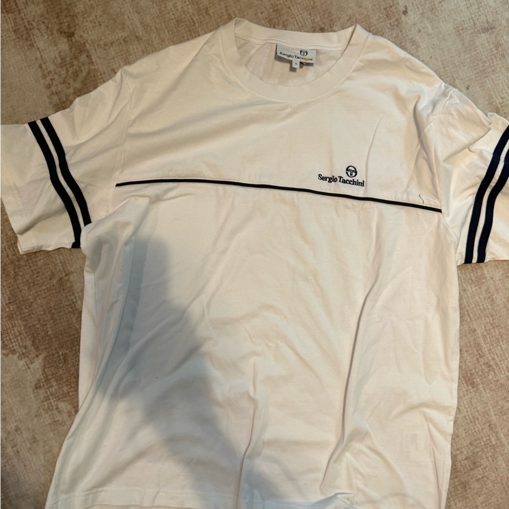 Sergio Tacchini White Tee with Black Accents